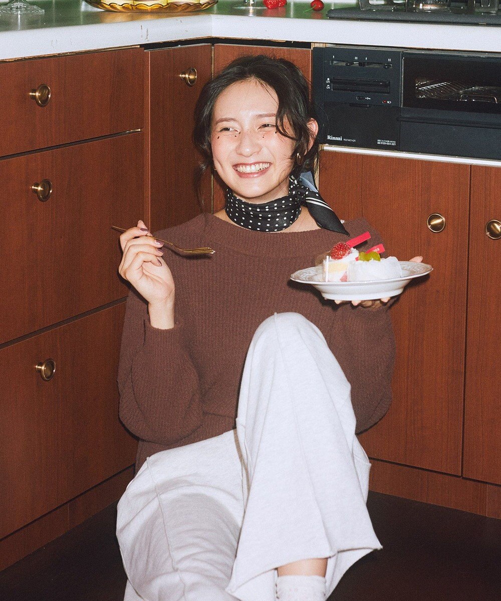 earth music&ecology パウダーシャギー畦プルオーバー 