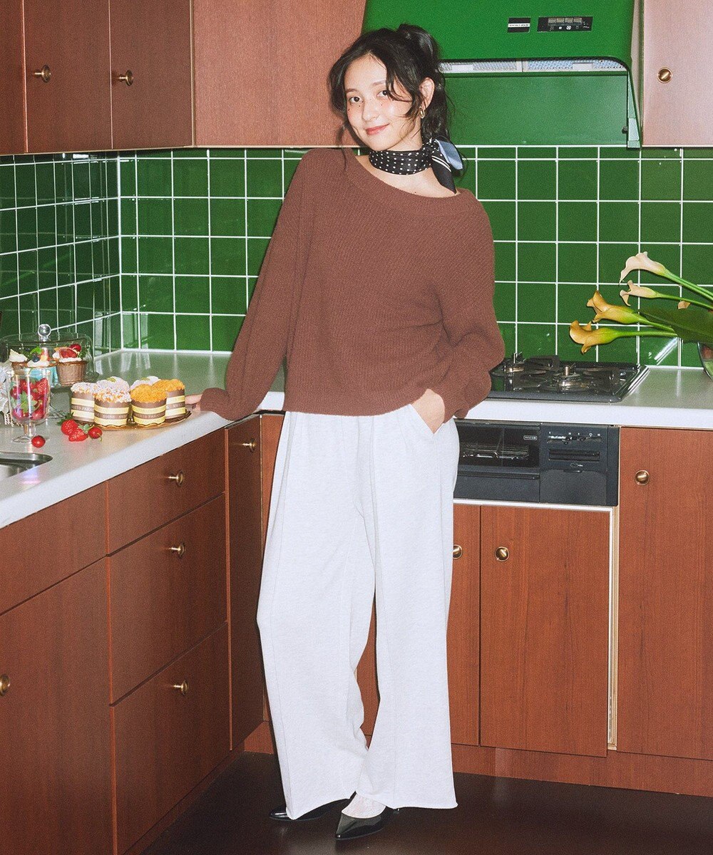 earth music&ecology パウダーシャギー畦プルオーバー 