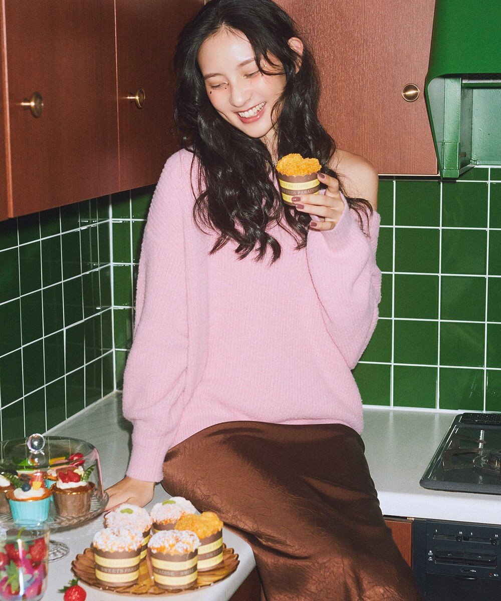 earth music&ecology パウダーシャギー畦プルオーバー 