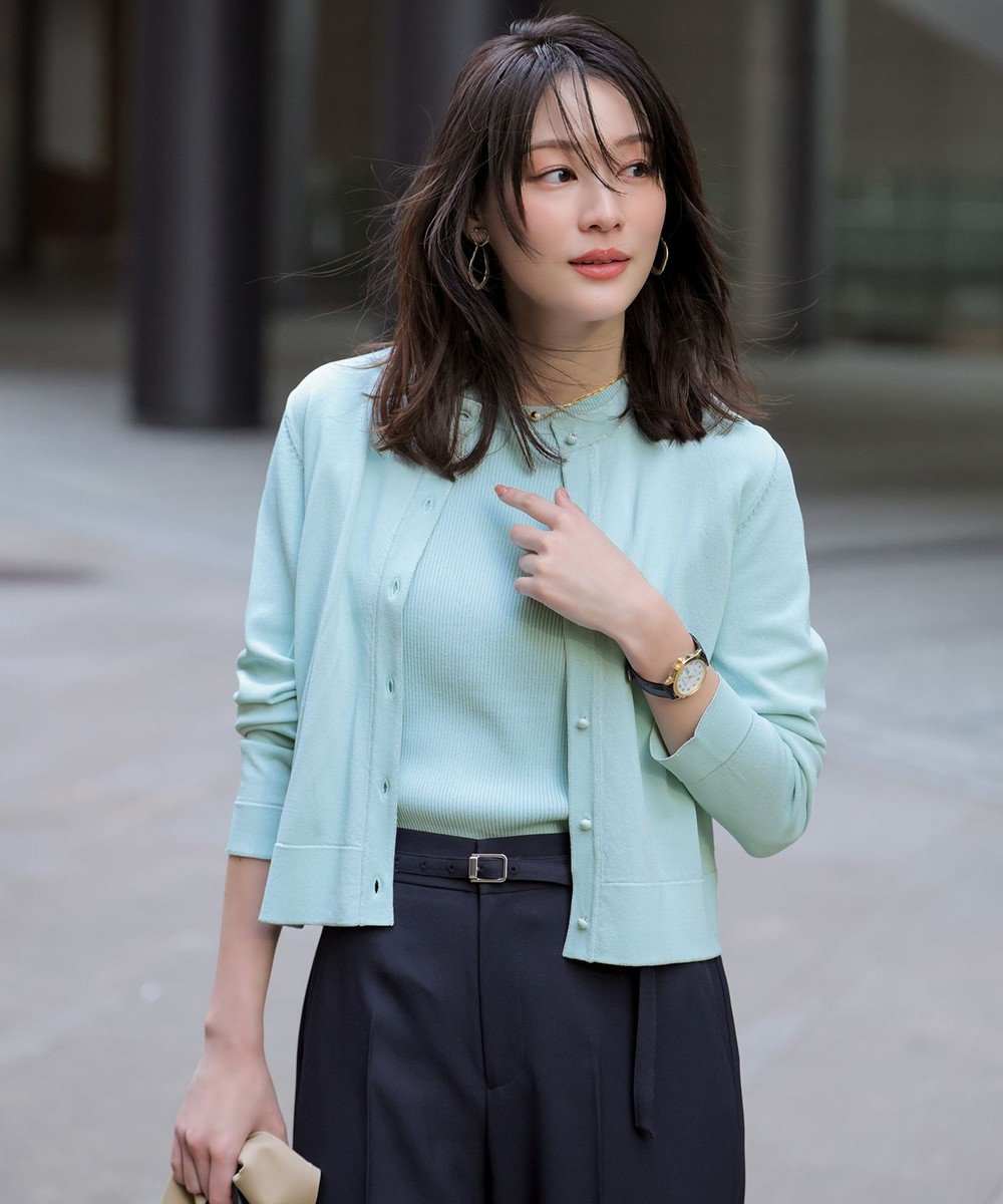 ANY SIS L 【好印象ブライトニット】ラメライン カーディガン 