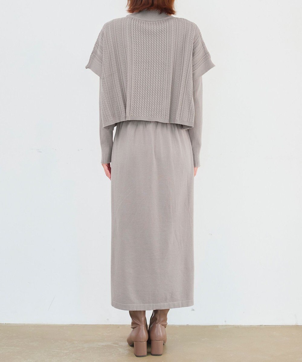 Tiaclasse 【2点セット・洗える】細ケーブルニットトップス＆ニットワンピース 