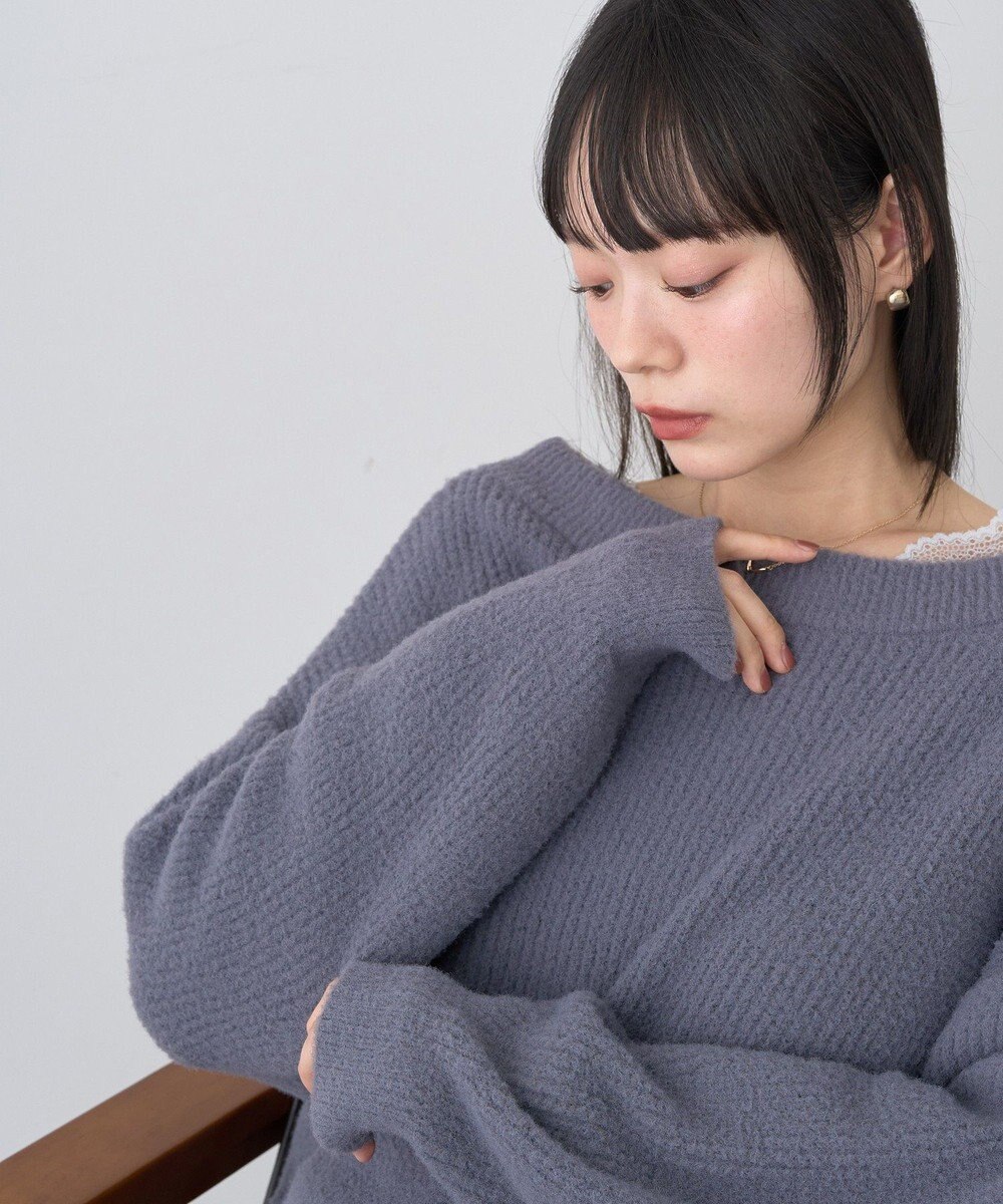 earth music&ecology パウダーシャギー畦プルオーバー 