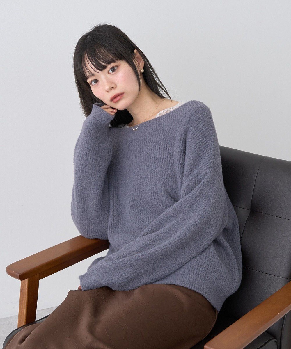 earth music&ecology パウダーシャギー畦プルオーバー 