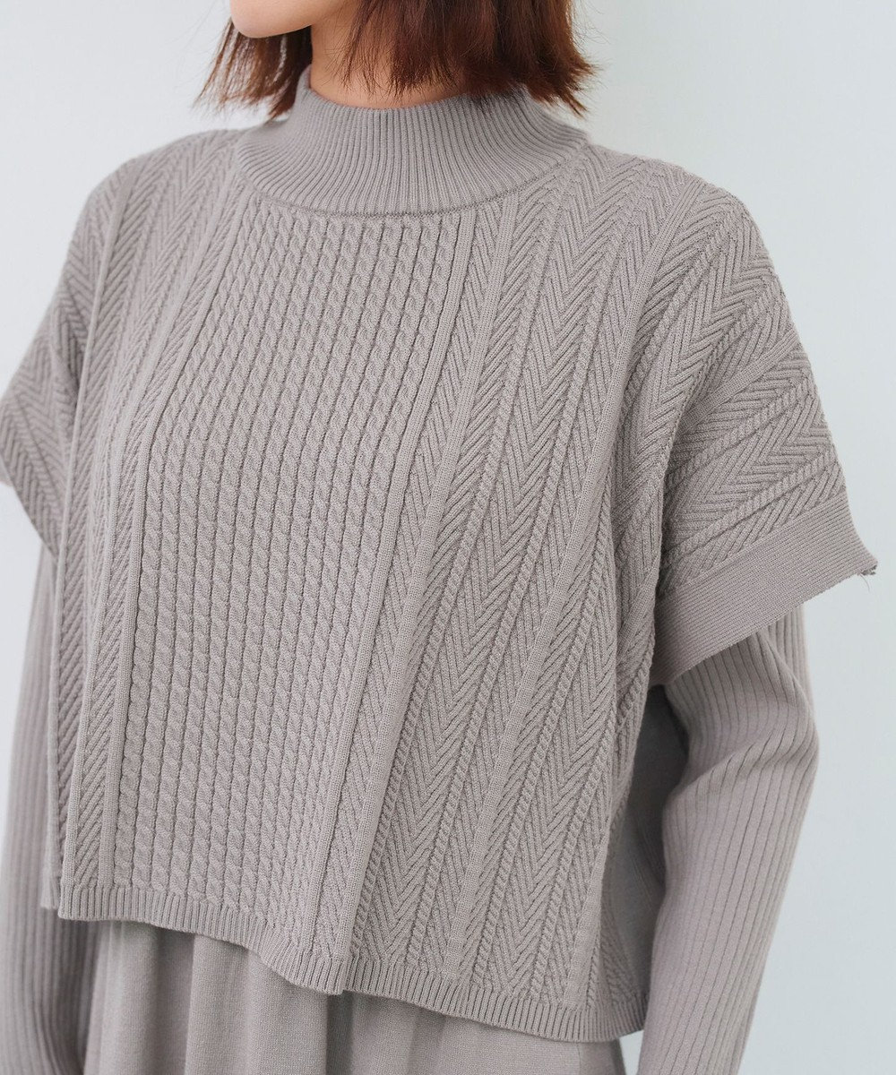 Tiaclasse 【2点セット・洗える】細ケーブルニットトップス＆ニットワンピース 