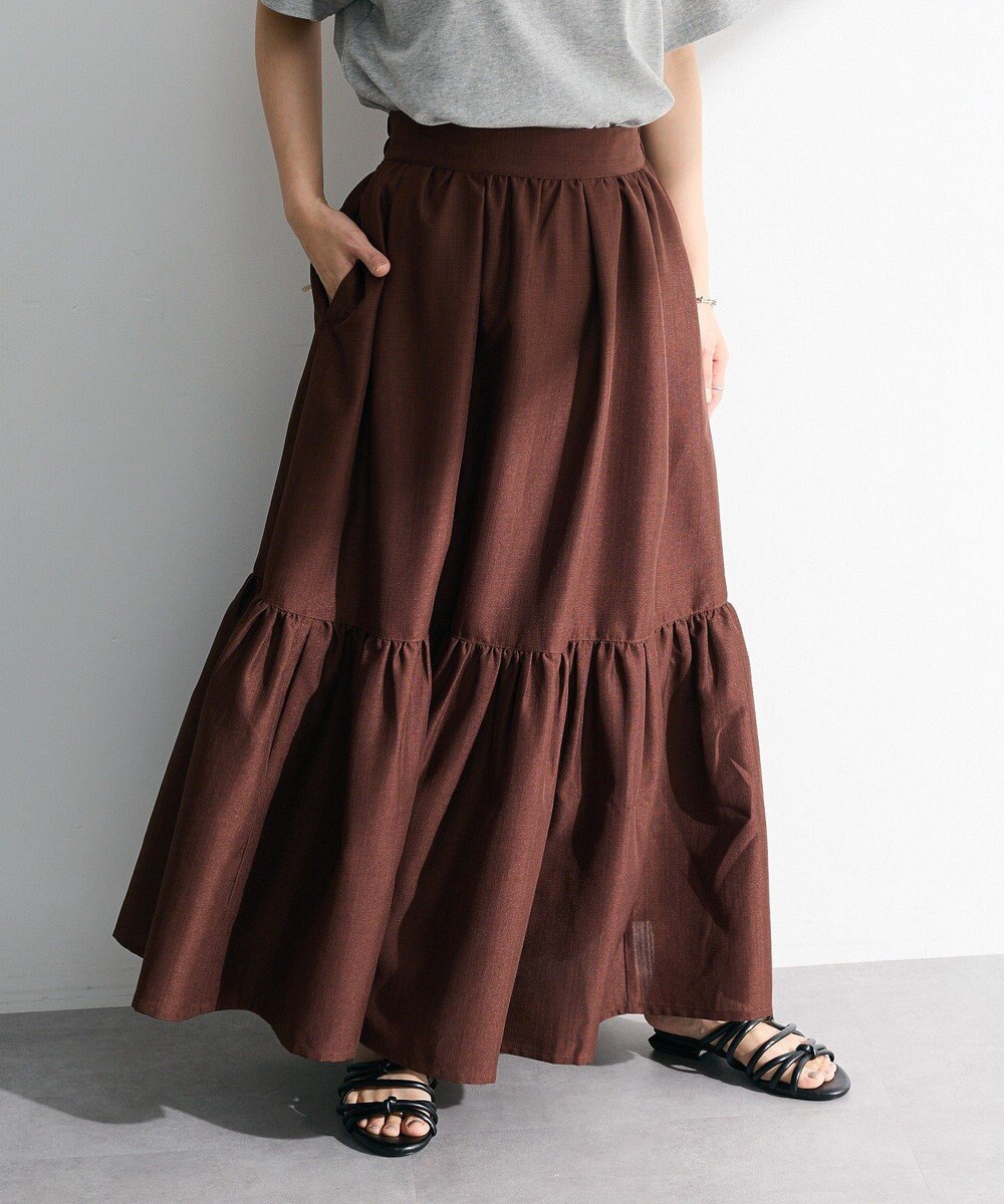 Green Parks ・ＥＬＥＮＣＡＲＥ　ＤＵＥ　リネンライクティアードスカー 