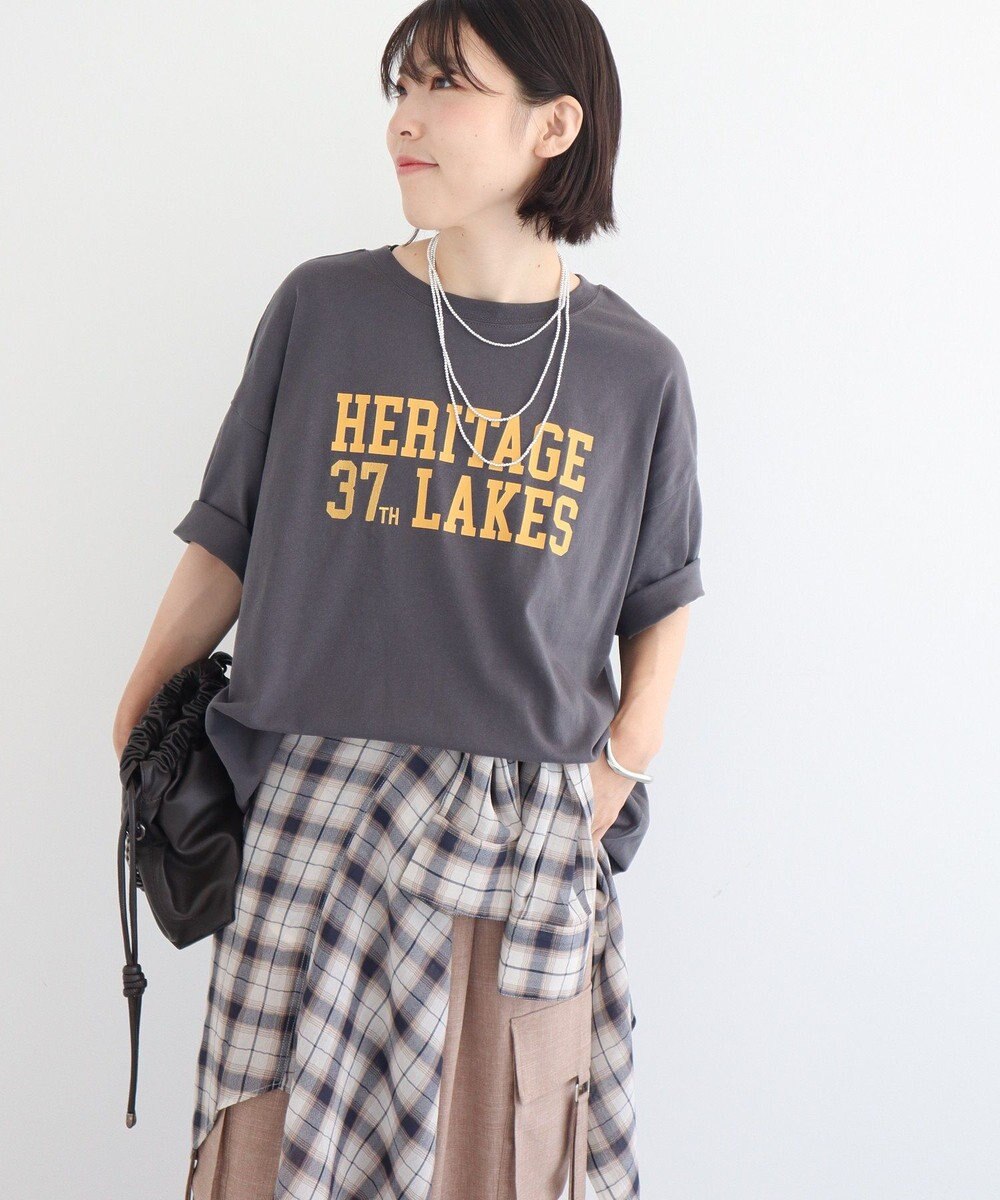 Green Parks カレッジロゴ刺繍５分袖チュニック 