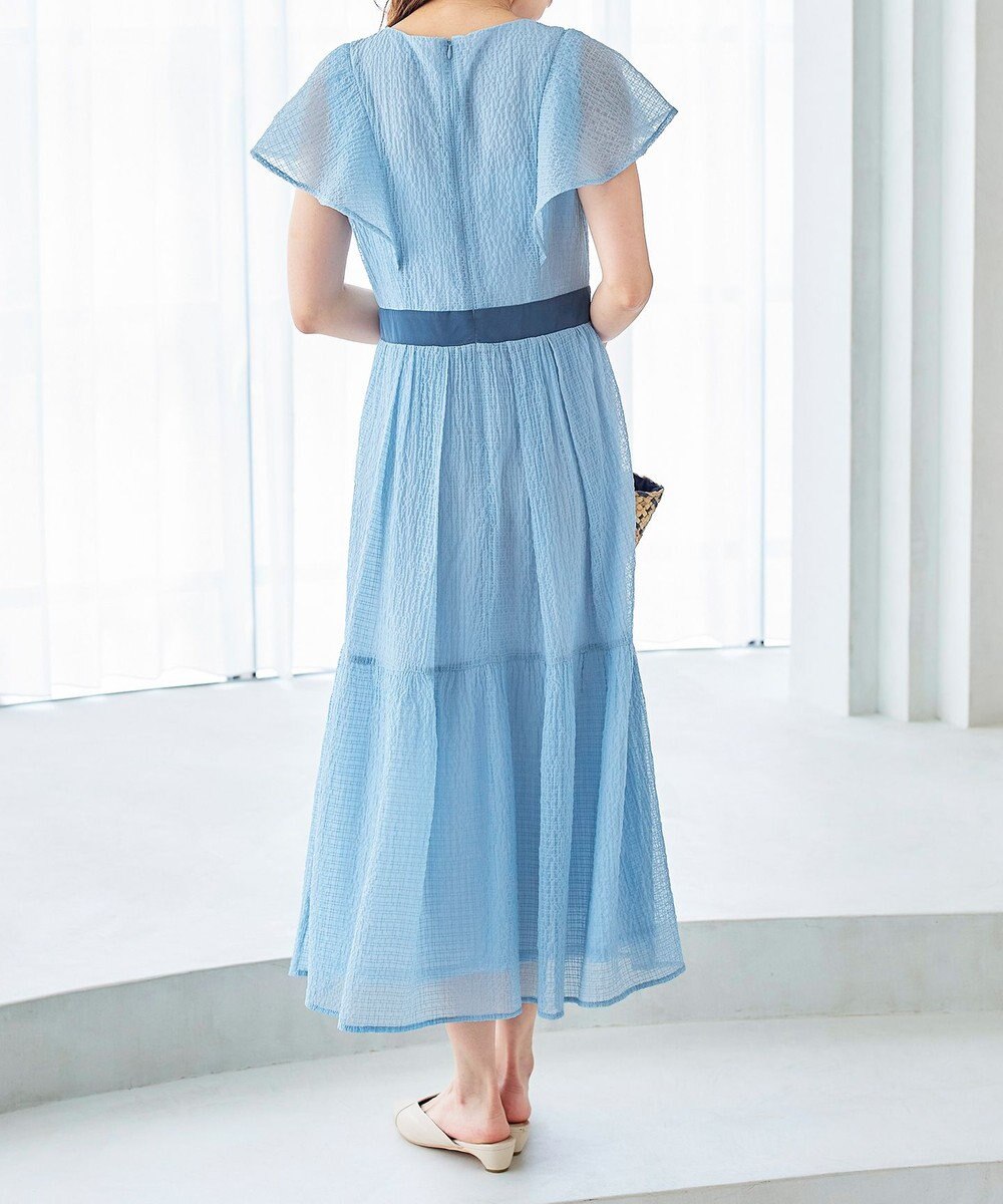 Tiaclasse L 【洗える】シフォンチェック配色フリルワンピース 