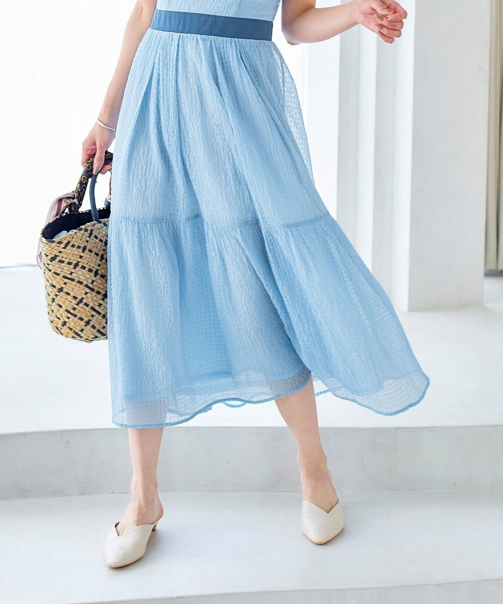 Tiaclasse L 【洗える】シフォンチェック配色フリルワンピース 