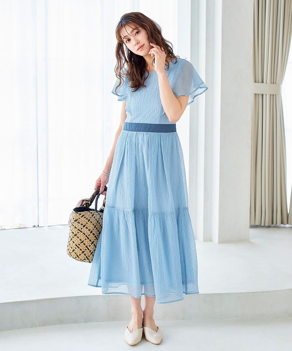 Tiaclasse 【洗える】シフォンチェック配色フリルワンピース 