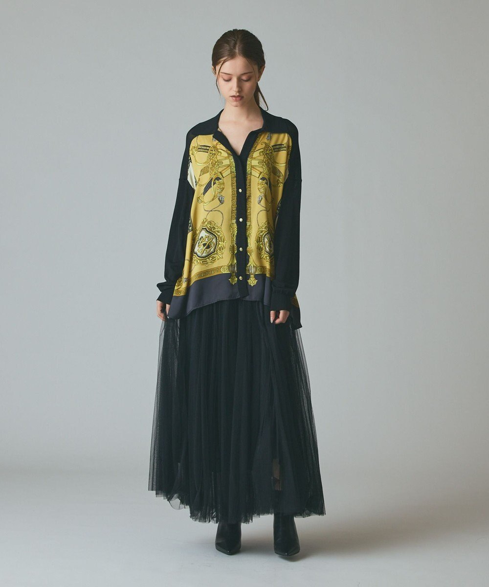 GRACE CONTINENTAL スカーフコンビカーディガン 