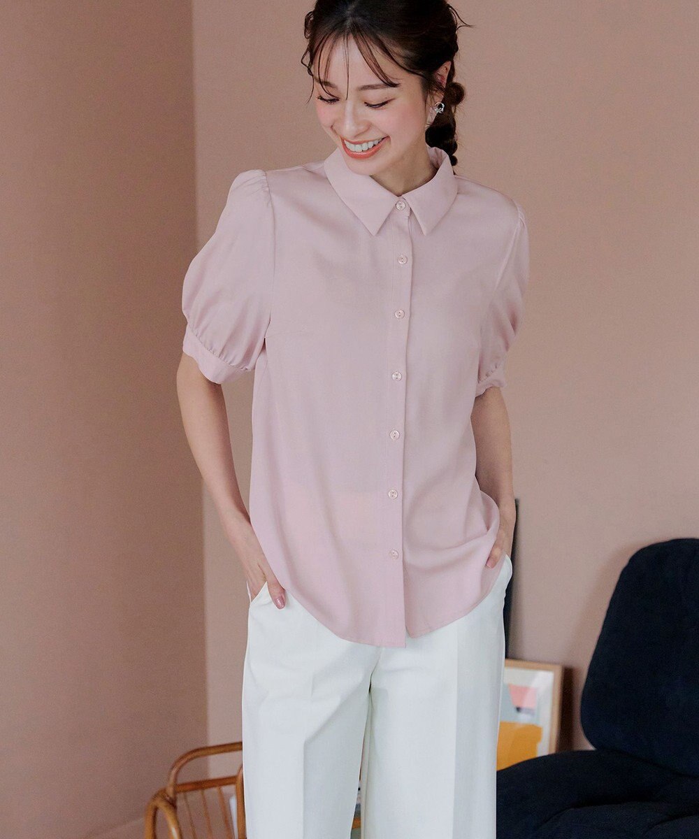 Tiaclasse L 【洗える】パフスリーブシャツブラウス 