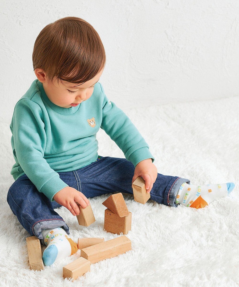 MIKI HOUSE HOT BISCUITS 【70-120cm】【Everyday Series】ワンポイント くすみカラー裏毛パイルトレーナー 