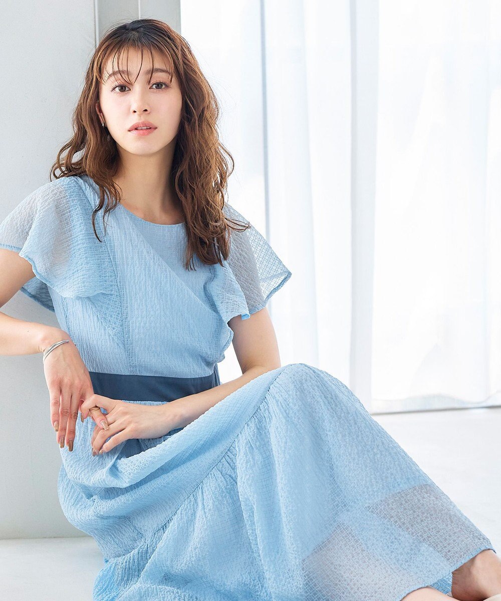 Tiaclasse L 【洗える】シフォンチェック配色フリルワンピース 