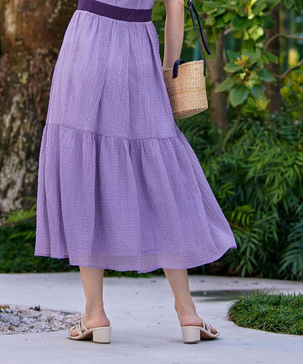 Tiaclasse L 【洗える】シフォンチェック配色フリルワンピース 