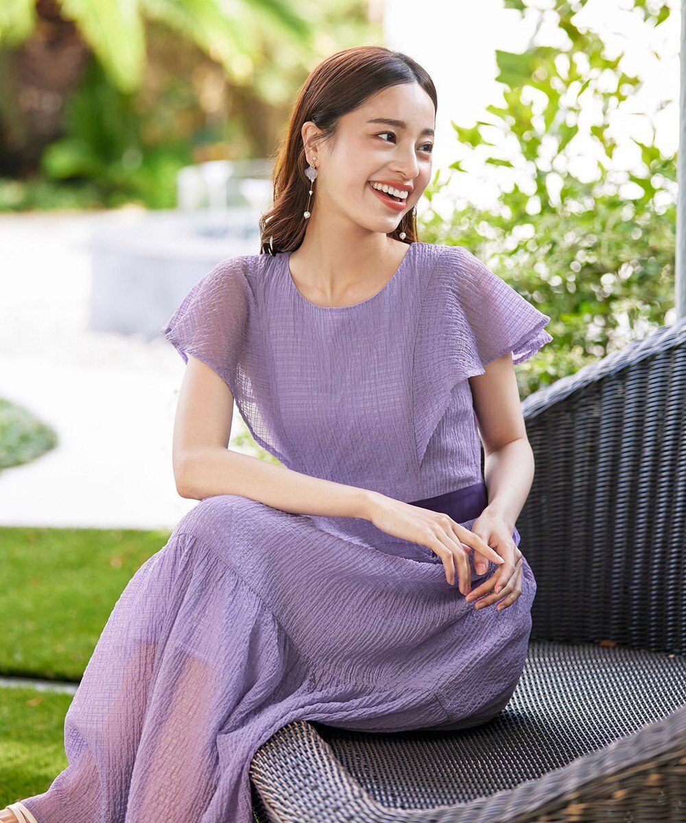 Tiaclasse L 【洗える】シフォンチェック配色フリルワンピース 