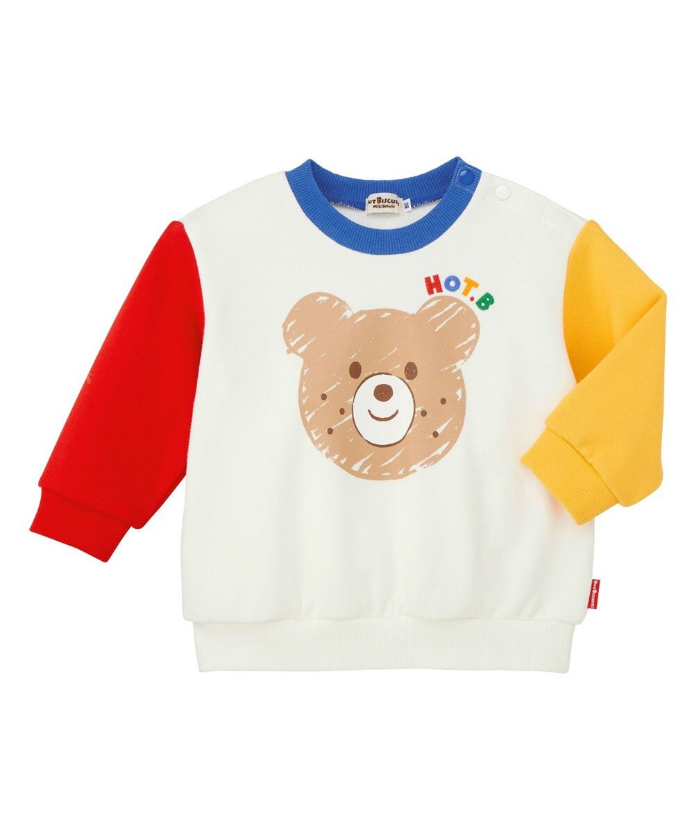 MIKI HOUSE HOT BISCUITS 【80-120cm】ビッグフェイスプリント 裏毛パイル素材 トレーナー 