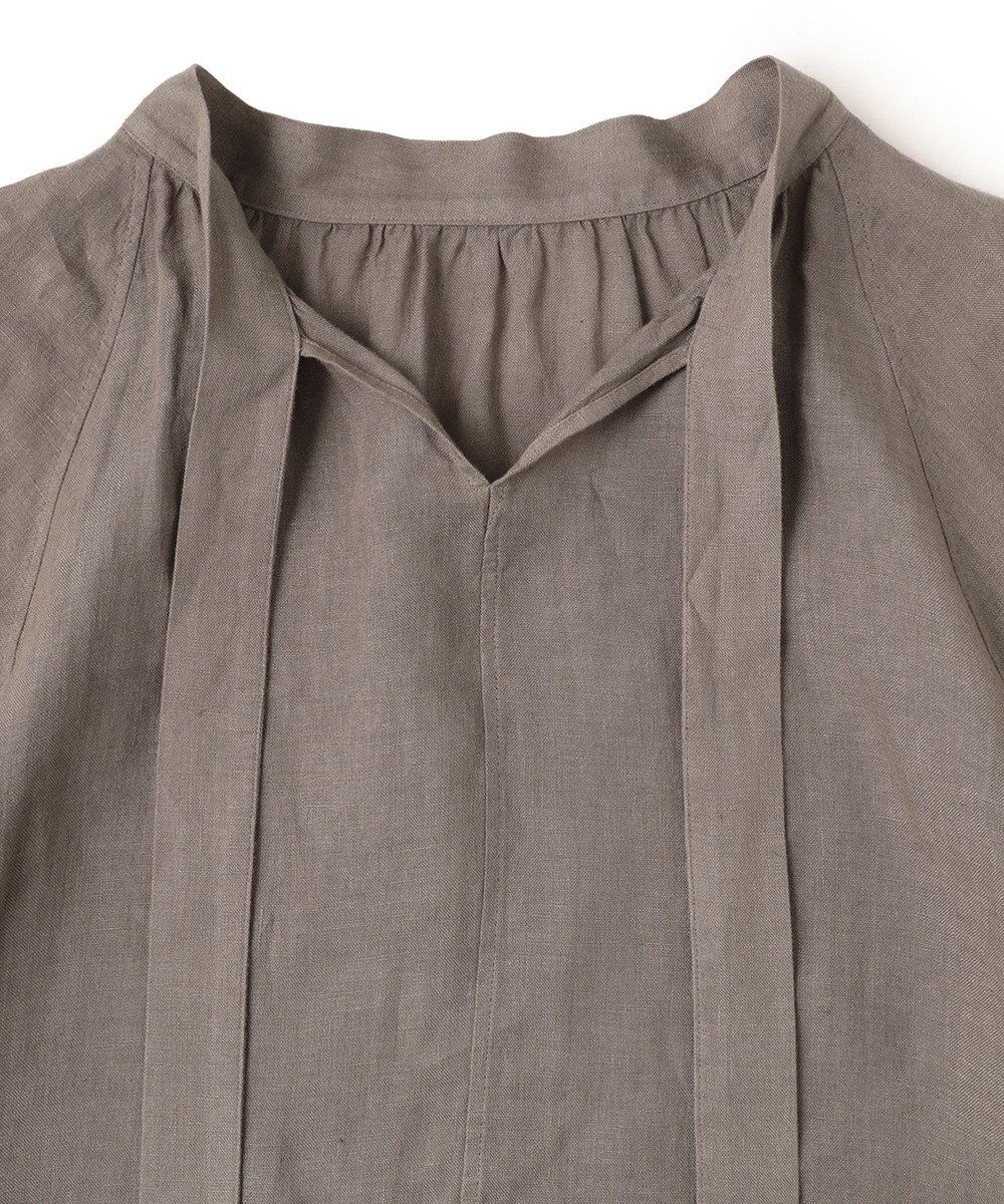 23区 L 【洗える】LIBECO ボウタイ ボリュームスリーブ ブラウス 