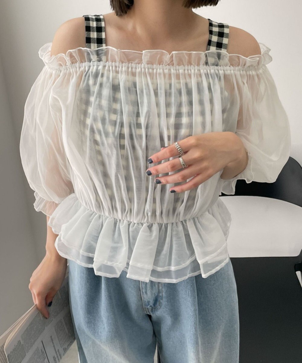 WEGO 【２点セット】キャミSETオーガンジーオフショルブラウス 