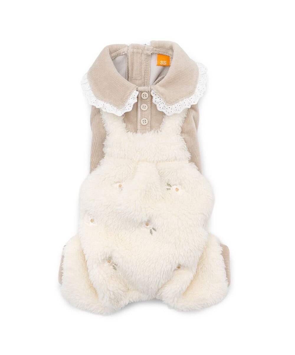 PET PARADISE ペットパラダイス ボア パンツつなぎ 《花刺繍》 小型犬 