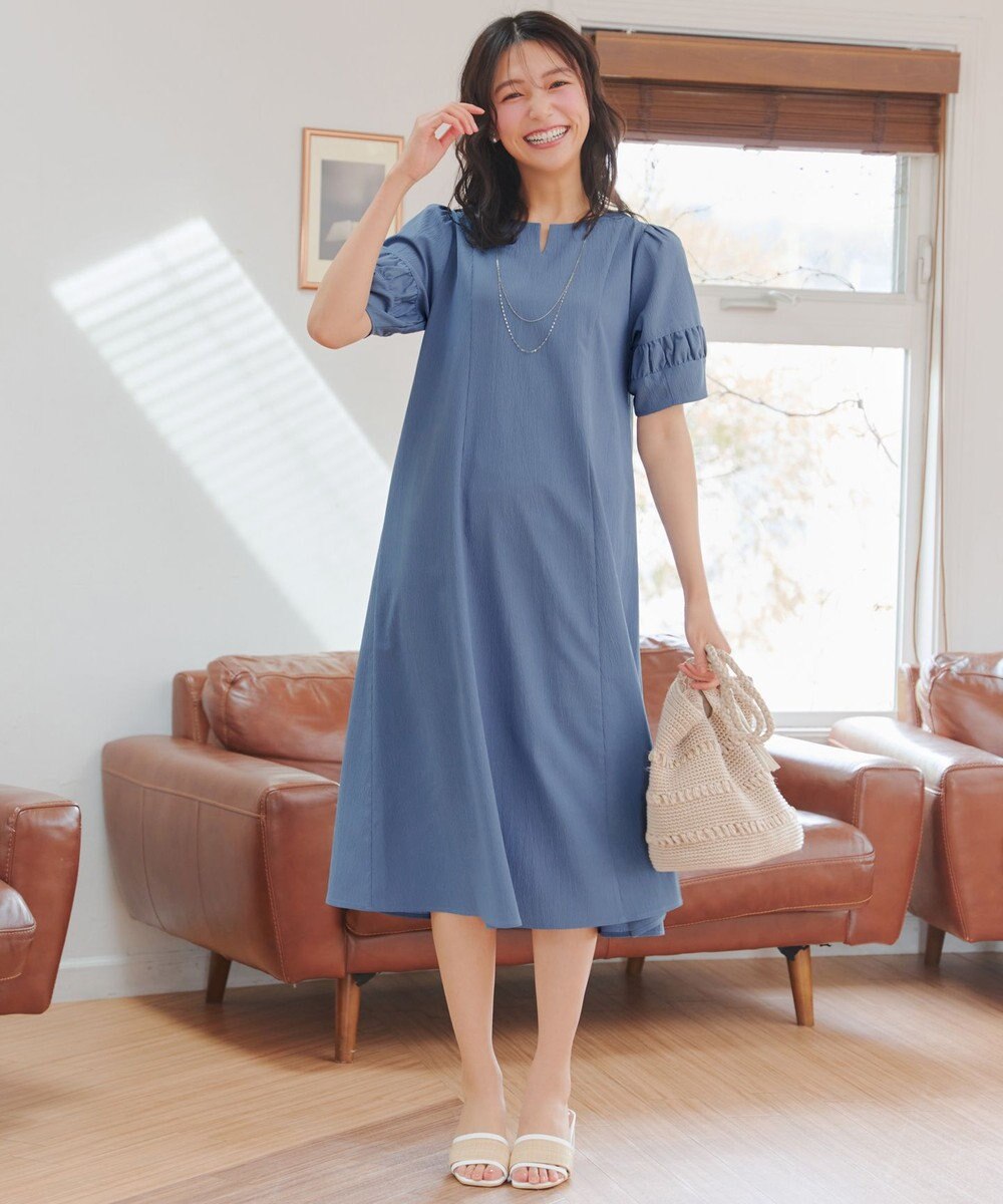 Tiaclasse 【選べる着丈・新色追加】ギャザーランタンスリーブワンピース 