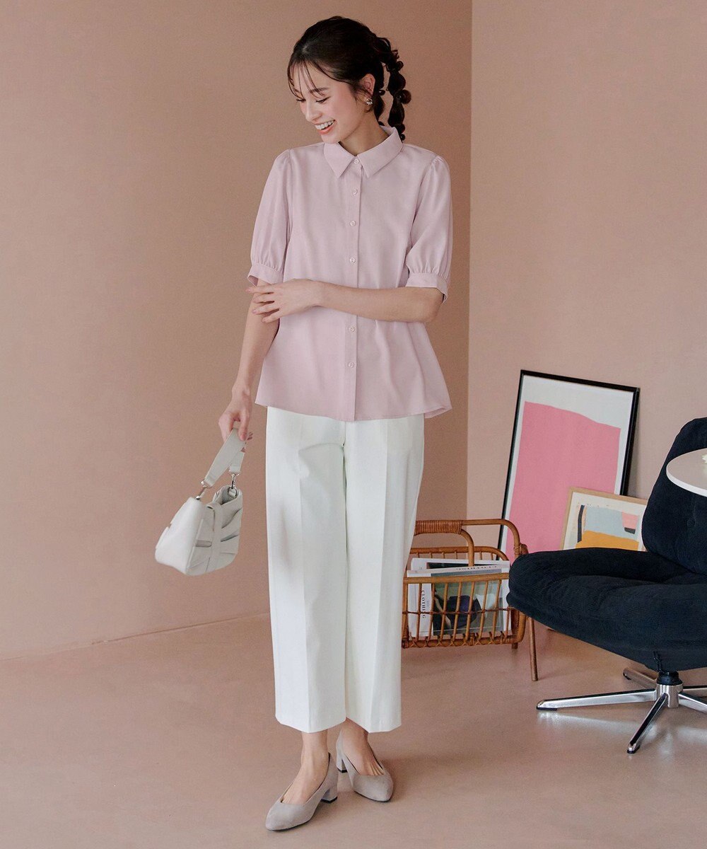 Tiaclasse L 【洗える】パフスリーブシャツブラウス 