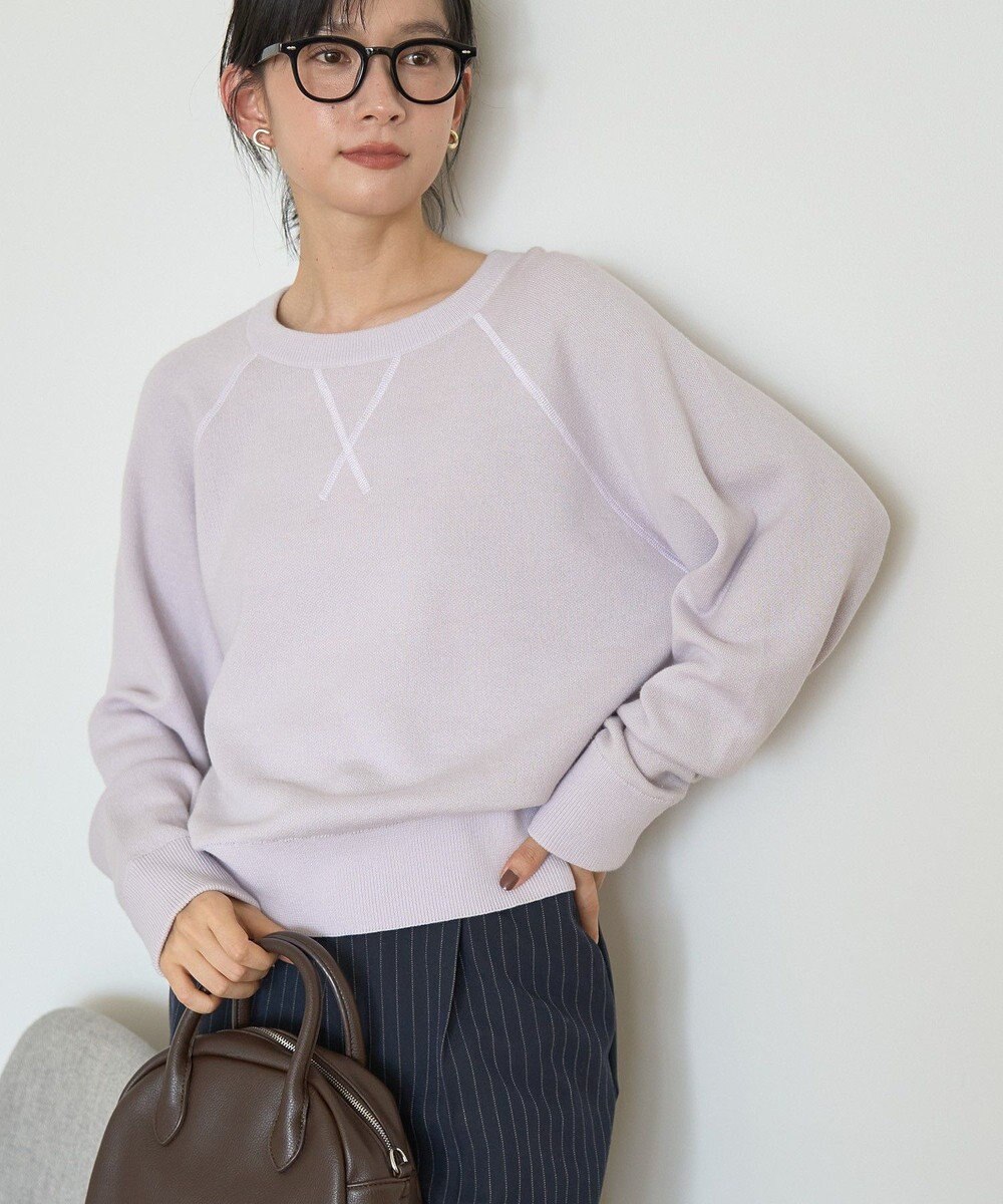 AMERICAN HOLIC ソフトコットンスウェットライクニットトップス 