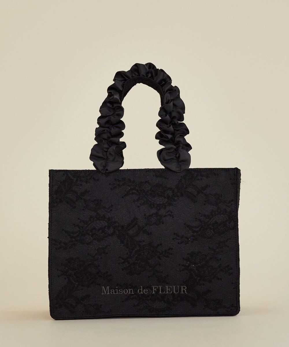 Maison de FLEUR レースフリルハンドルスクエアトートSバッグ 