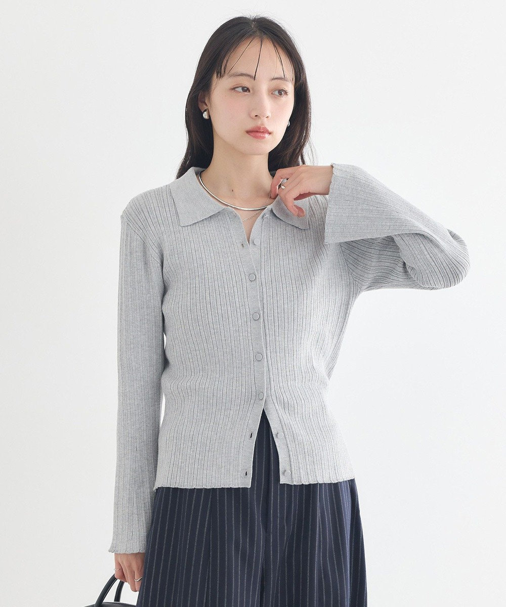 earth music&ecology レギュラーカラーニットカーディガン 