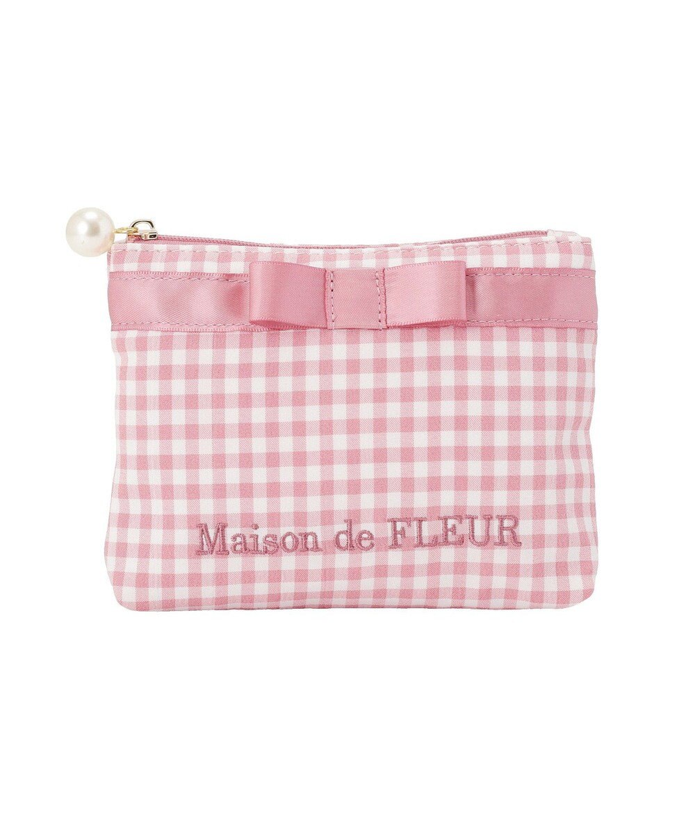 Maison de FLEUR ギンガムチェックスクエアポーチ 