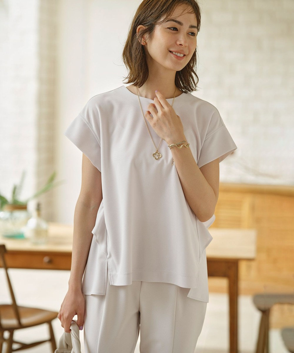 組曲 S 【接触冷感・UVケア】ライトアムンゼンジャージー フリルブラウス 