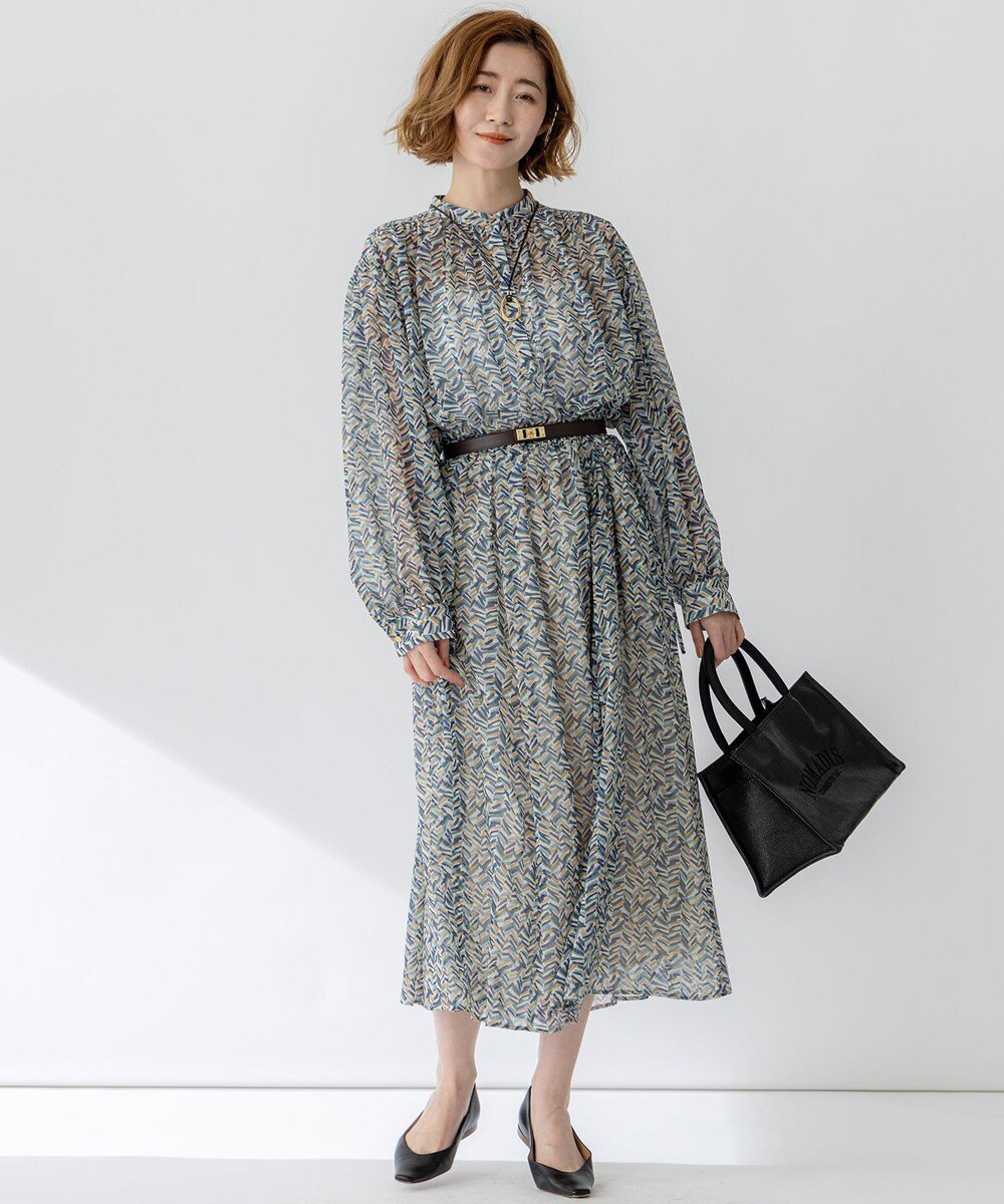 23区 S 【洗える】シアーヘリンボーンプリント ワンピース 