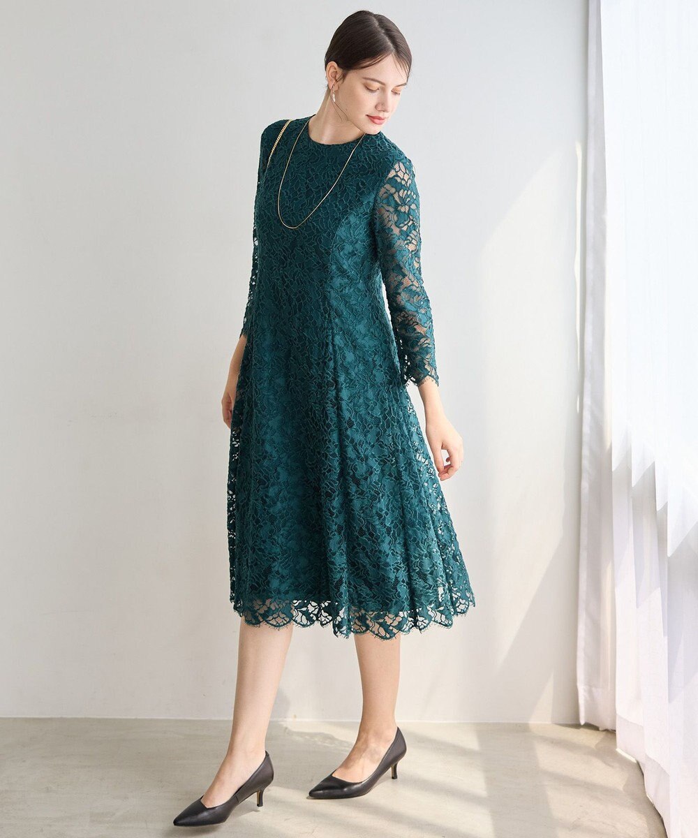 23区 【APPLAUDIR】モールラインフラワーレース ドレス 