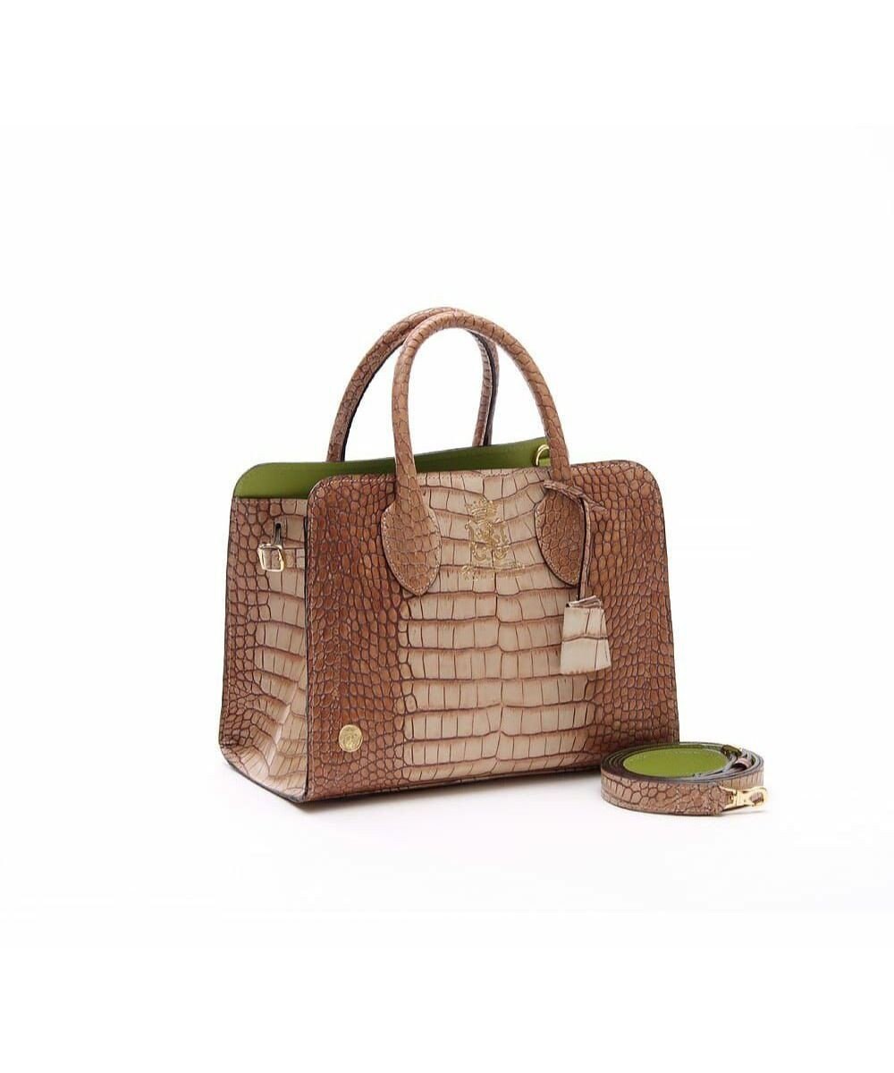 A.D.M.J. 【牛革】クロコ型押しサイドバックルトート25cm(ショルダーストラップ付) 