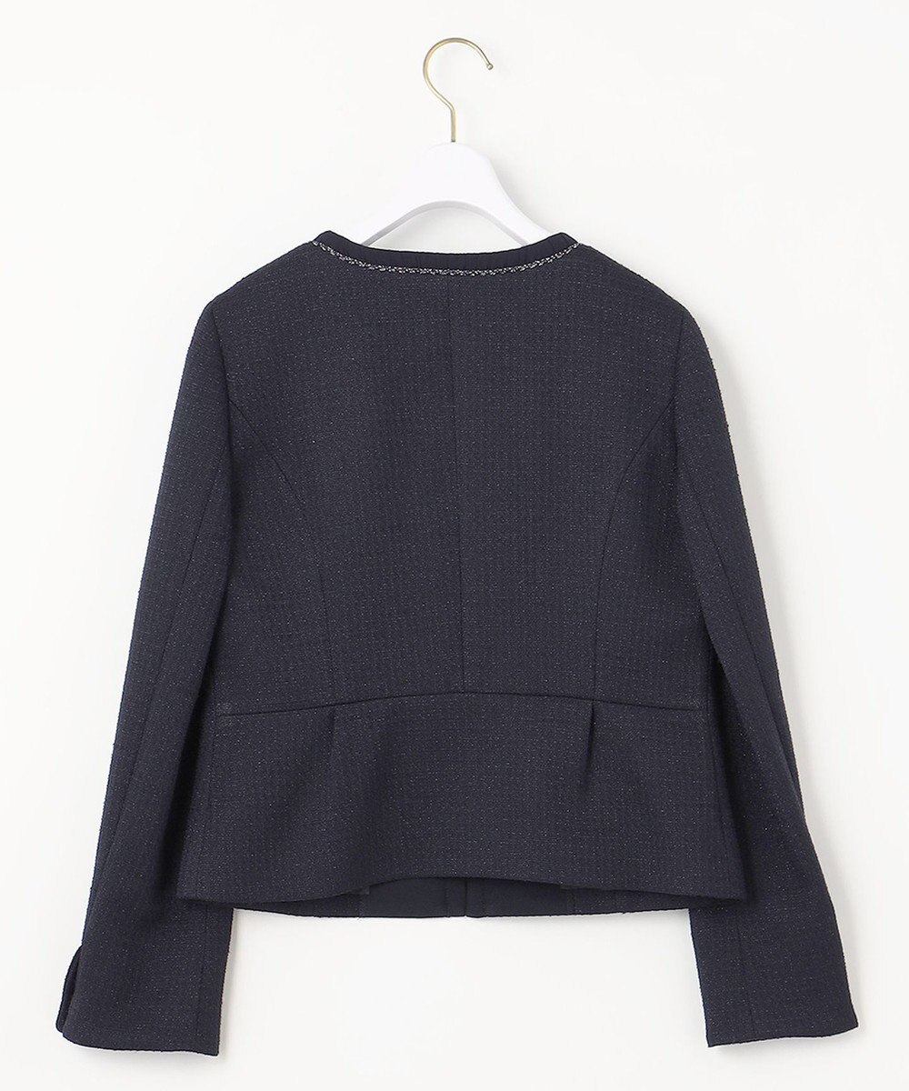 ANY SIS S リップルボーダーストレッチ ノーカラージャケット 