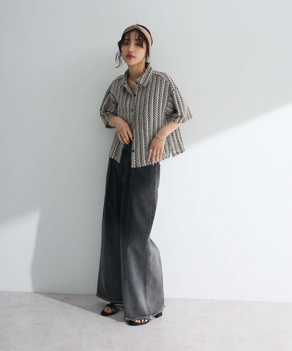 Green Parks インド綿 　衿付きレースシャツ 