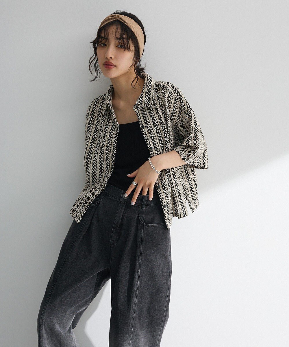 Green Parks インド綿 　衿付きレースシャツ 