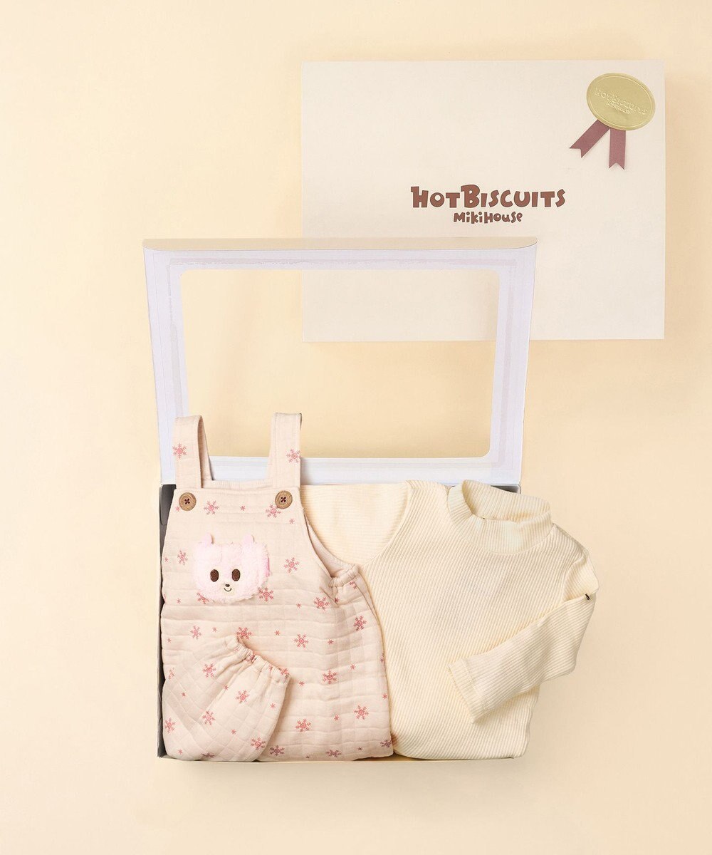 MIKI HOUSE HOT BISCUITS キルト素材 オーバーオール＆Tシャツギフトセット【BOX付き】 