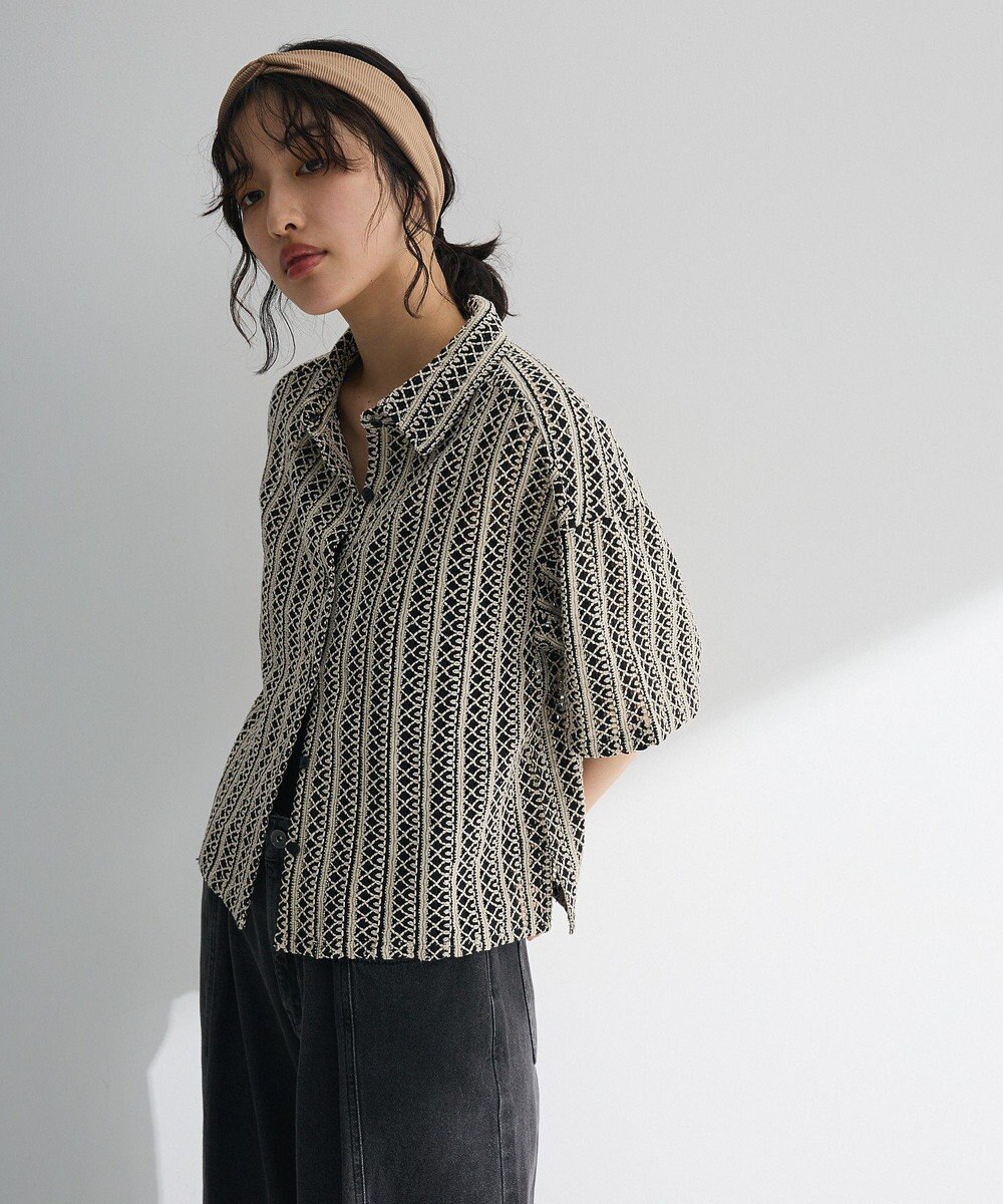 Green Parks インド綿 　衿付きレースシャツ 