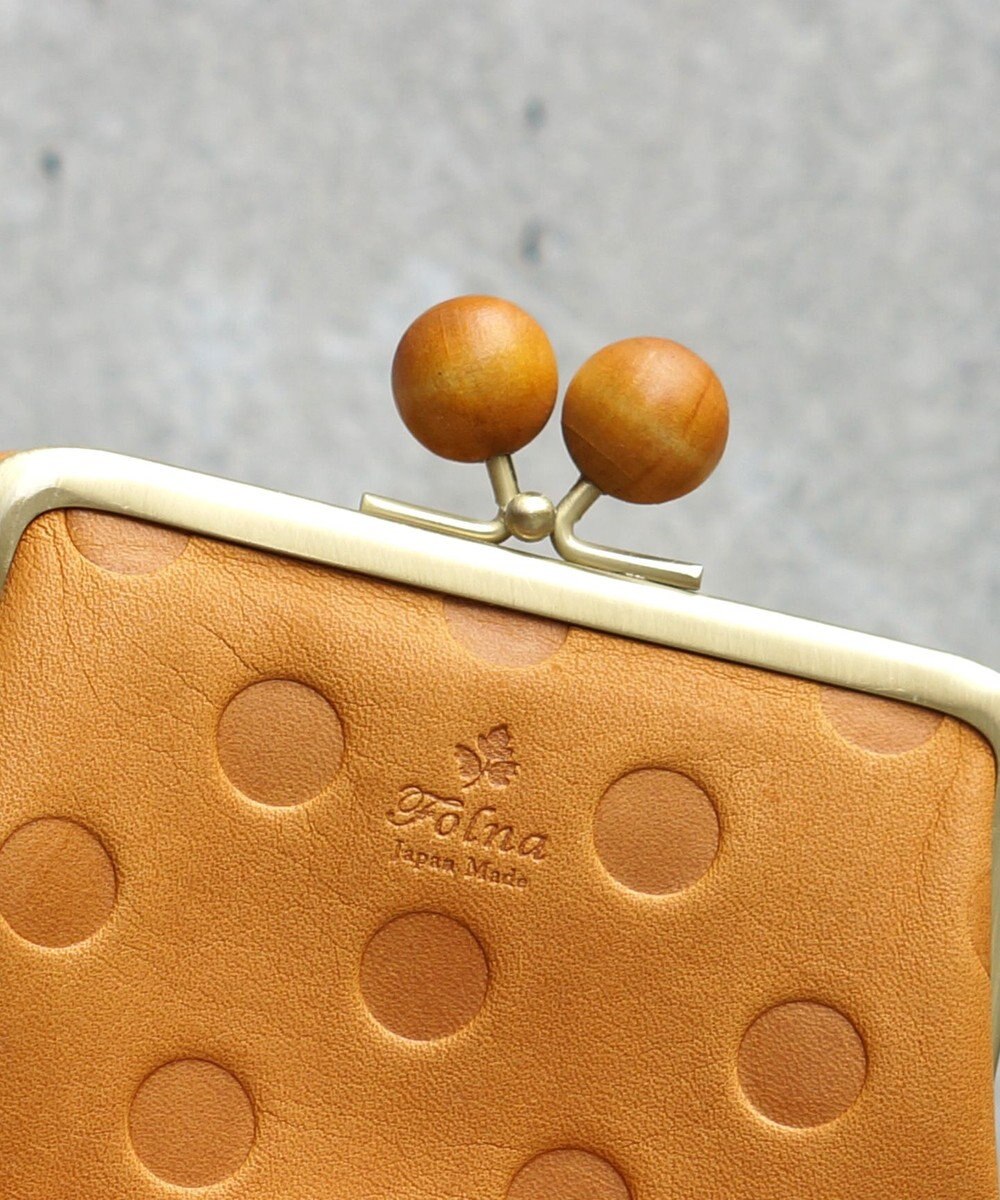 FOLNA RD ドット型押し ウッドボールがま口財布 