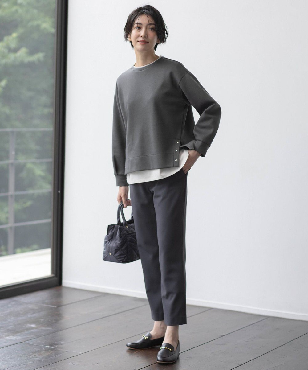 J.PRESS LADIES L プレーティング シャツテール ロングスリーブ Tシャツ 