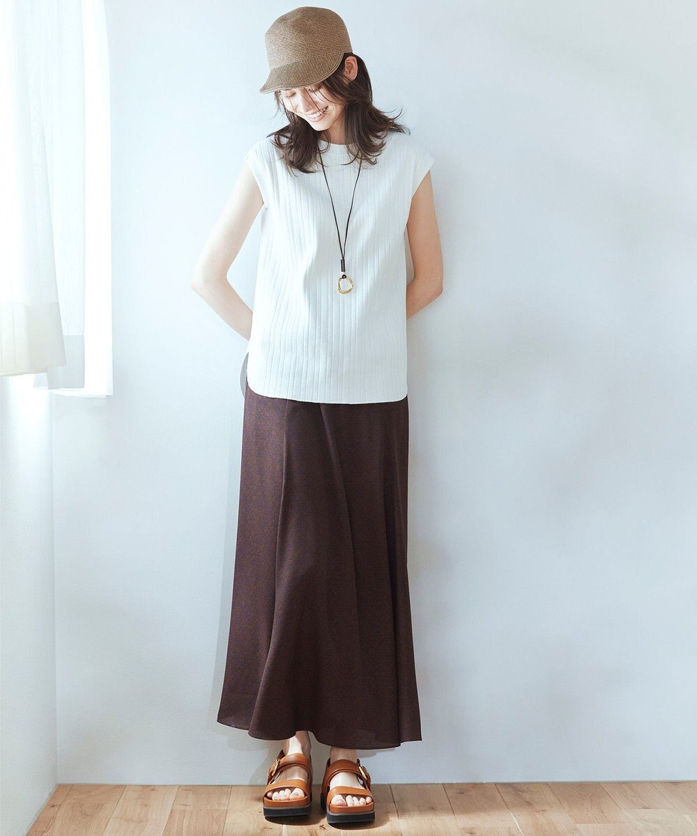 23区 【SLOW/洗える】ランダムリブフライス フレンチスリーブ カットソー 