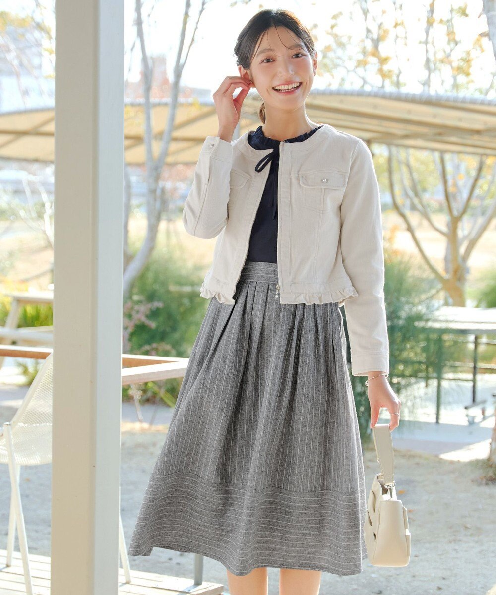 Tiaclasse ノーカラーデニムジャケット 