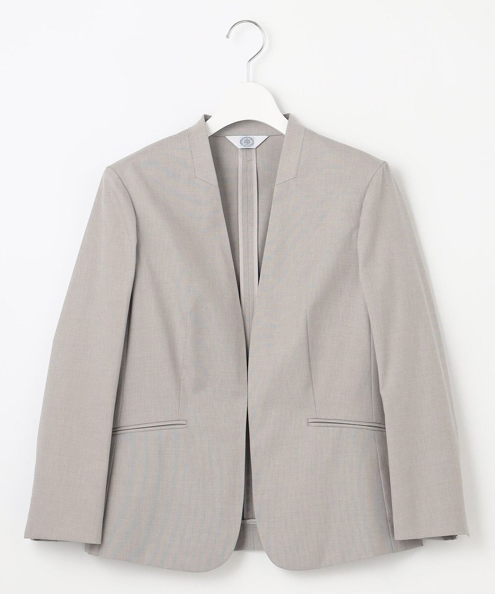 J.PRESS LADIES 【セットアップ対応・洗える・撥水・防汚】コットンFITTYシャーク ノーカラー ジャケット 