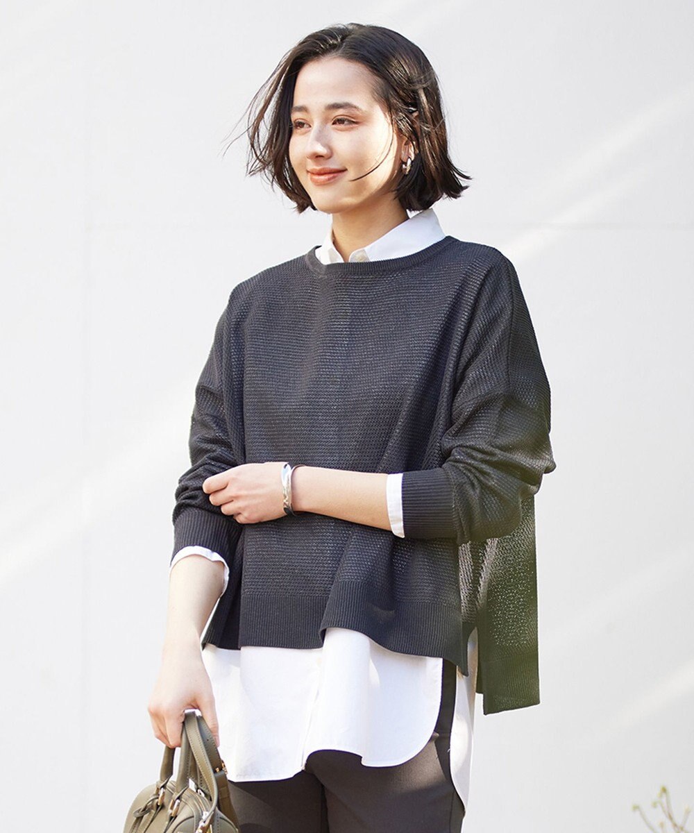 UNFILO 【洗える】リネンリンクスメッシュ　プルオーバー 