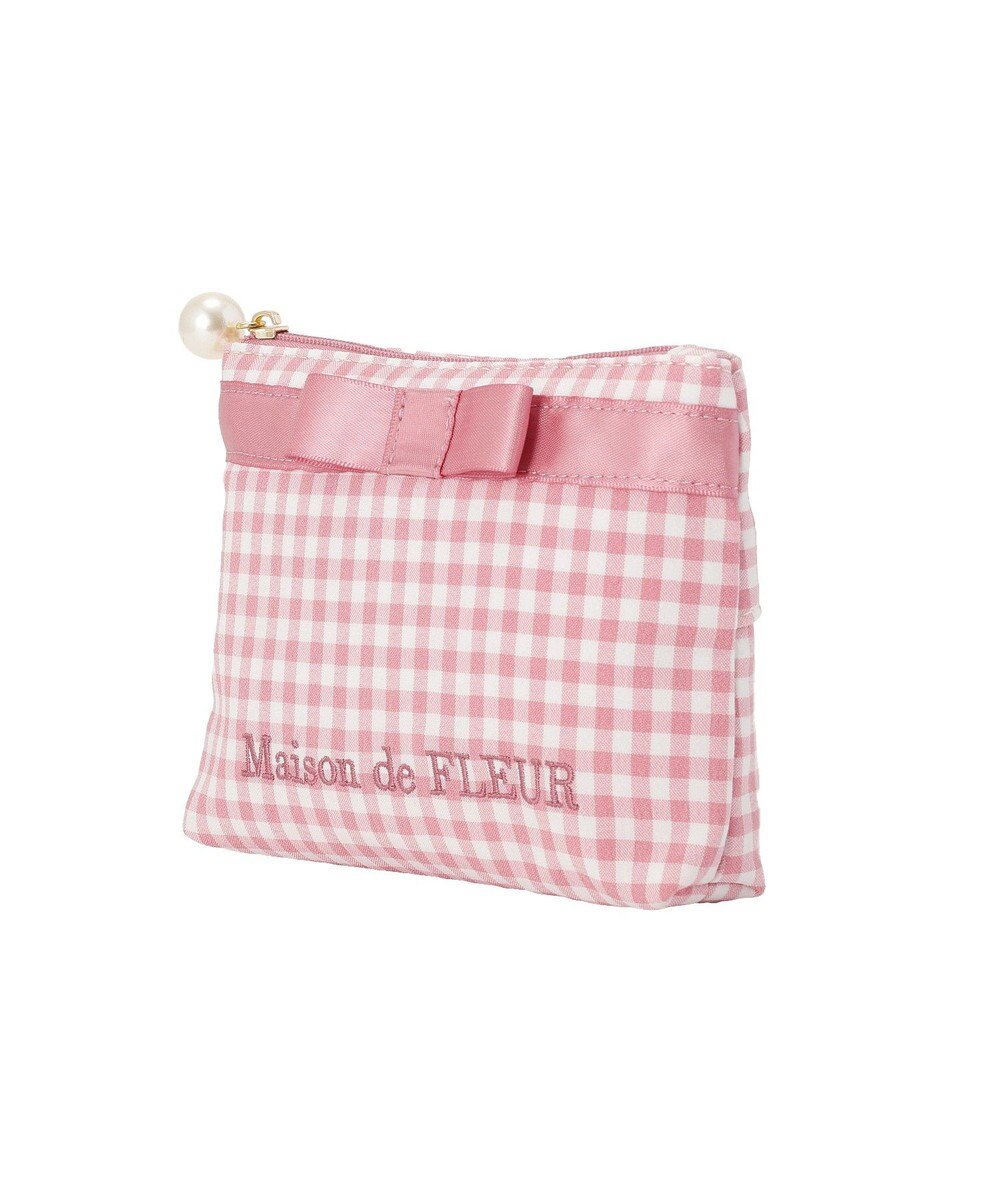 Maison de FLEUR ギンガムチェックスクエアポーチ 
