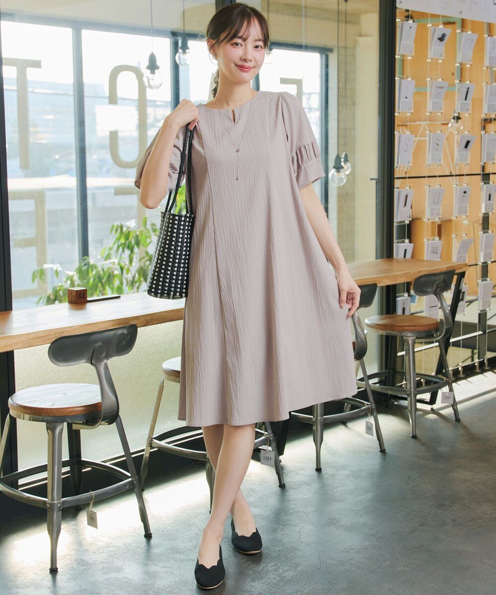 Tiaclasse 【選べる着丈・新色追加】ギャザーランタンスリーブワンピース 