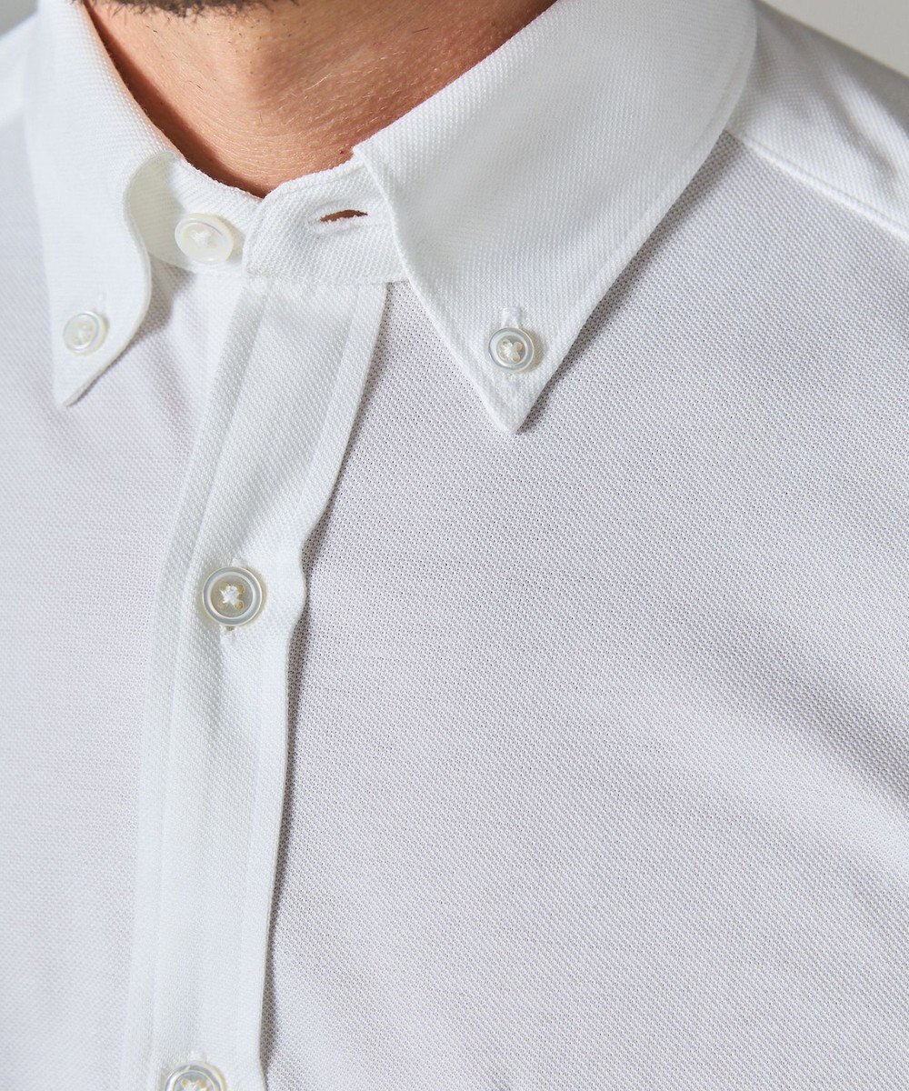 GOTAIRIKU 【吸汗速乾】クールマックス鹿の子 半袖ビズシャツ_ボタンダウン 