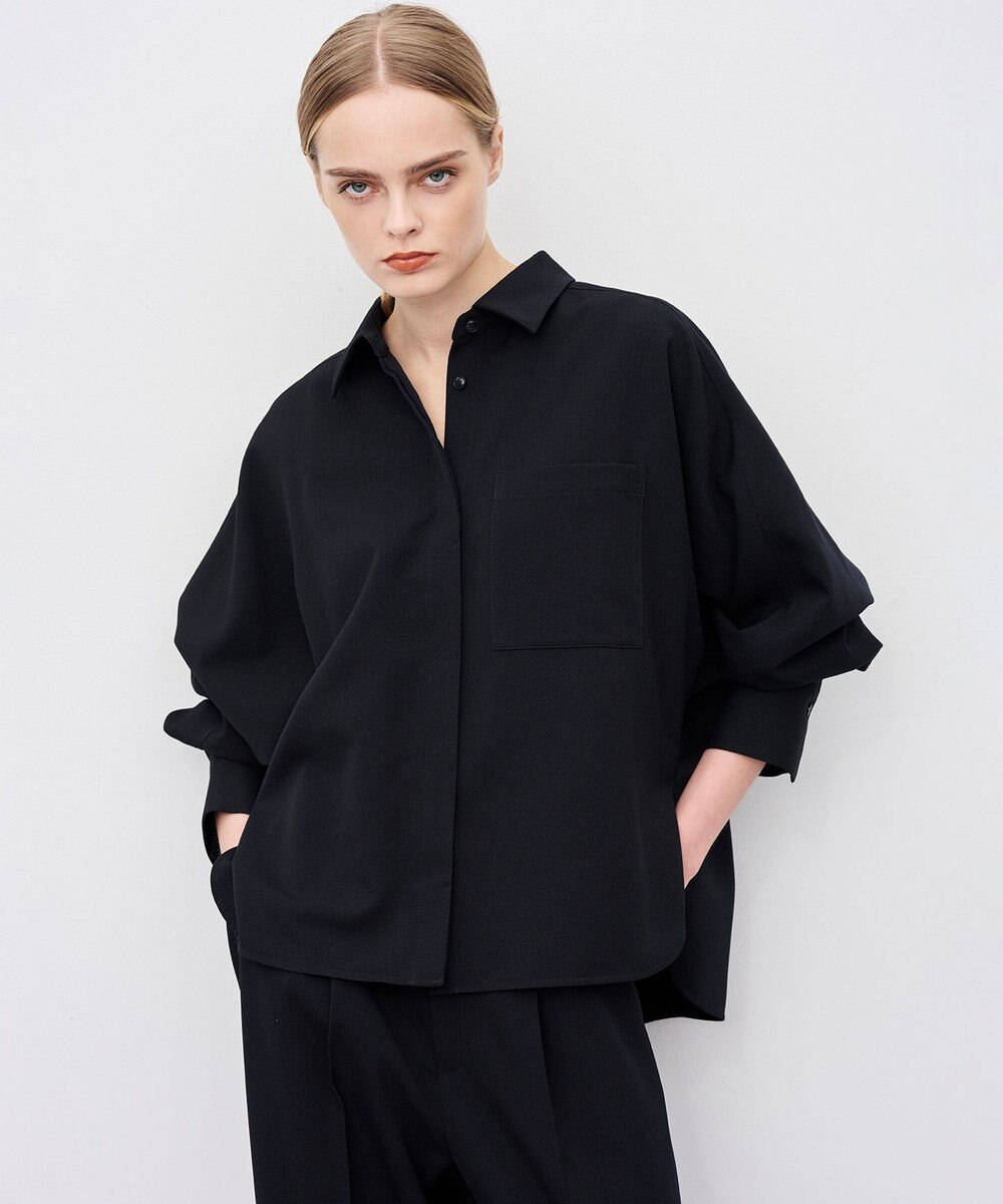 uncrave ウォッシャブルウールライクツイル ドルマンシャツ 