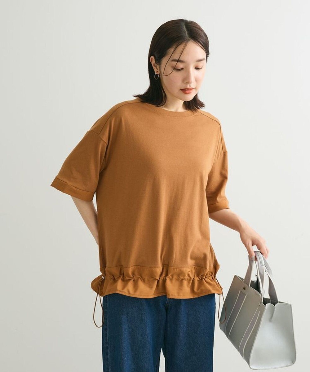 Green Parks 裾ドロスト５分袖ドッキングチュニック 