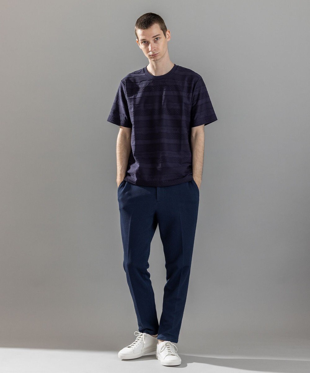 JOSEPH HOMME 新柄【ストレッチ/洗える】ジャガードボーダー　クルーネックTシャツ 